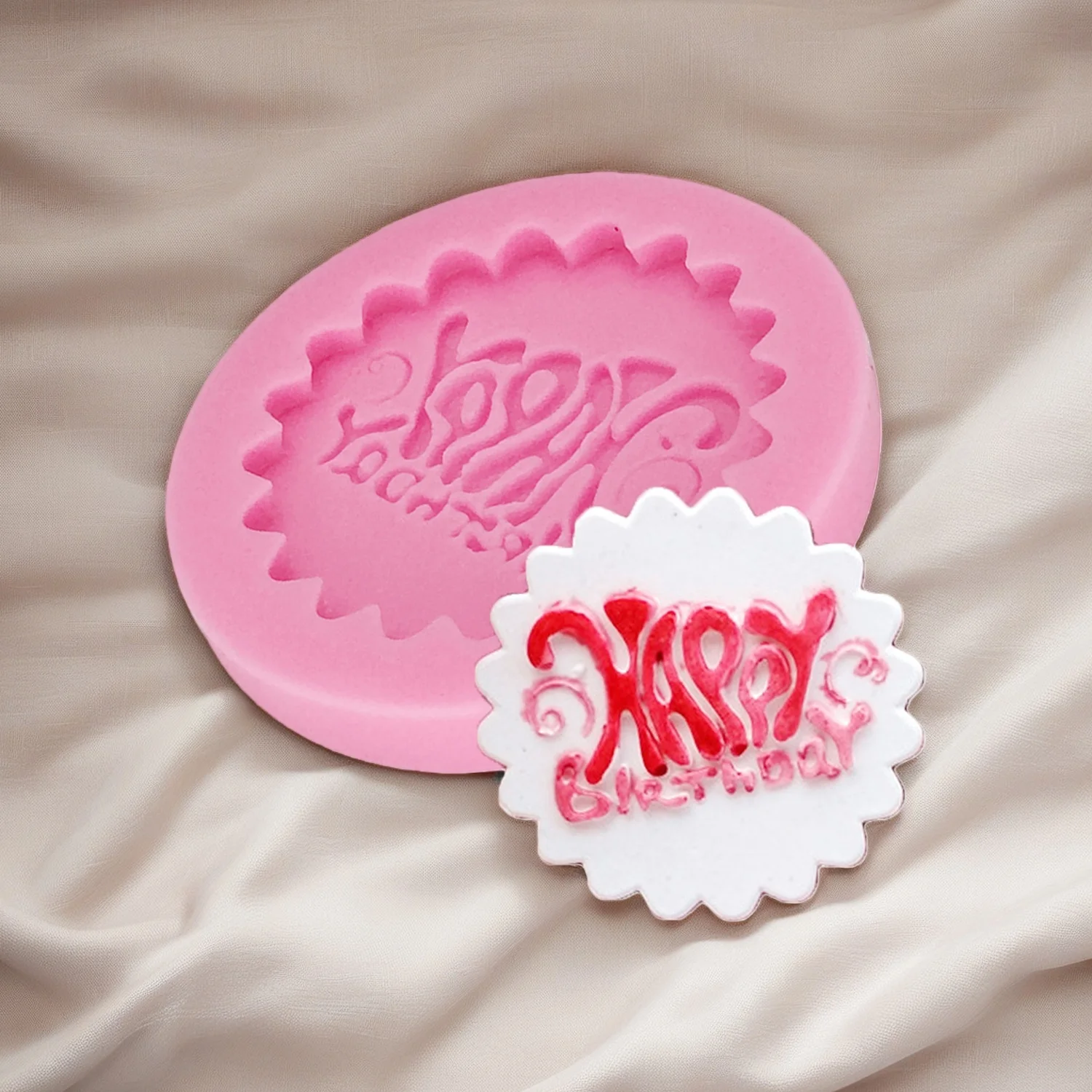 Fondant 3D Happy Birthday Letters Shape Silicone Mold Jelly Chocolate Mold Birthday Cake Decorating Tool Mould
