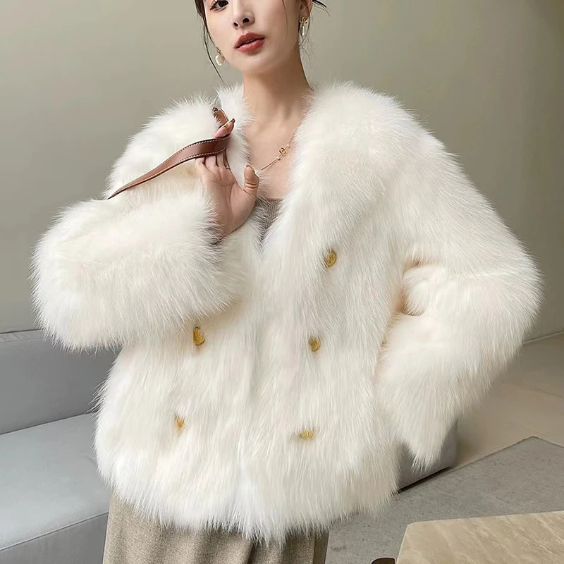 Korean Faux Lamb Wool Coats Womeny2K Streetwear All Match Faux Fur Jackets Woman Winter Thick Warm Casual Plush Coat New