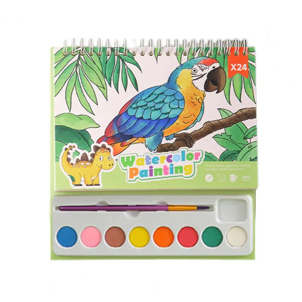 Kids Painting Book Children Painting Book Portable Diy Watercolor Painting Set for Kids with Pigment Paintbrush for Toddlers