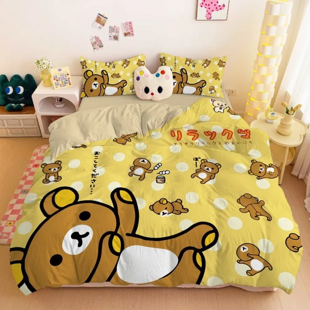 

Cartoon Cute Rilakkuma Cotton Four Piece Set Student Dormitory Three Piece Set Bedding Sheet Bed Sheet Children's Room Set Girl