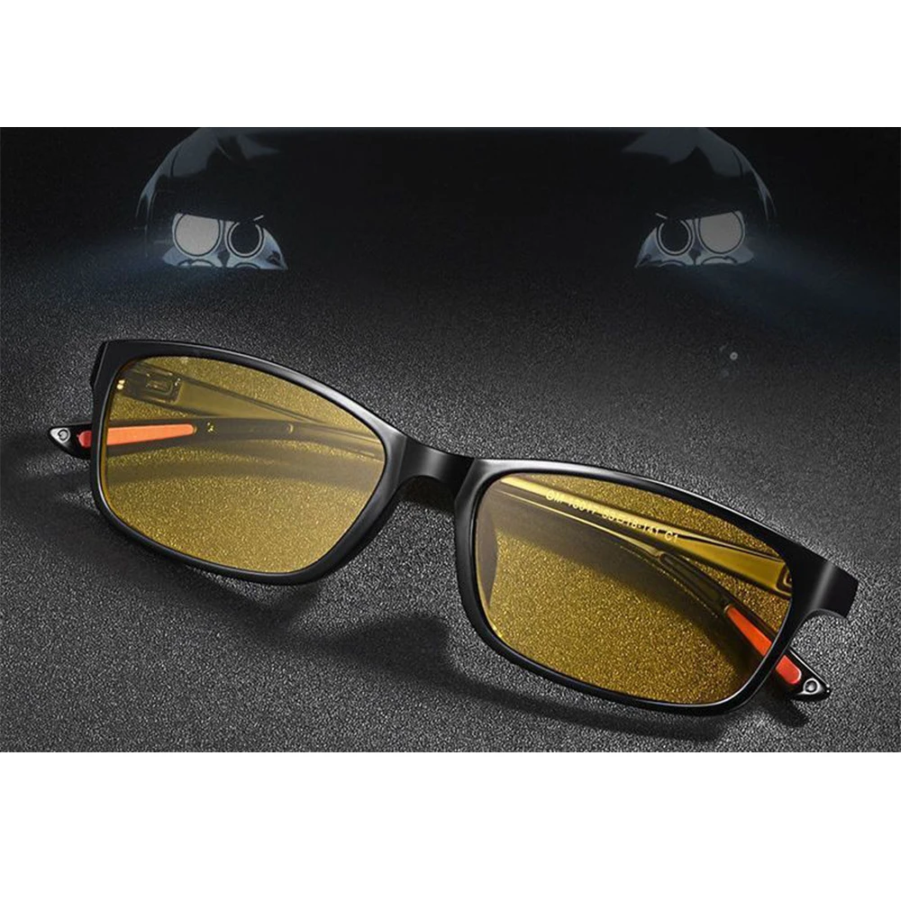الرجال عدسة صفراء للرؤية الليلية نظارات القيادة نظارات شمسية في الهواء الطلق UV400 اللونية المضادة للضوء الأزرق نظارات عالية الوضوح
