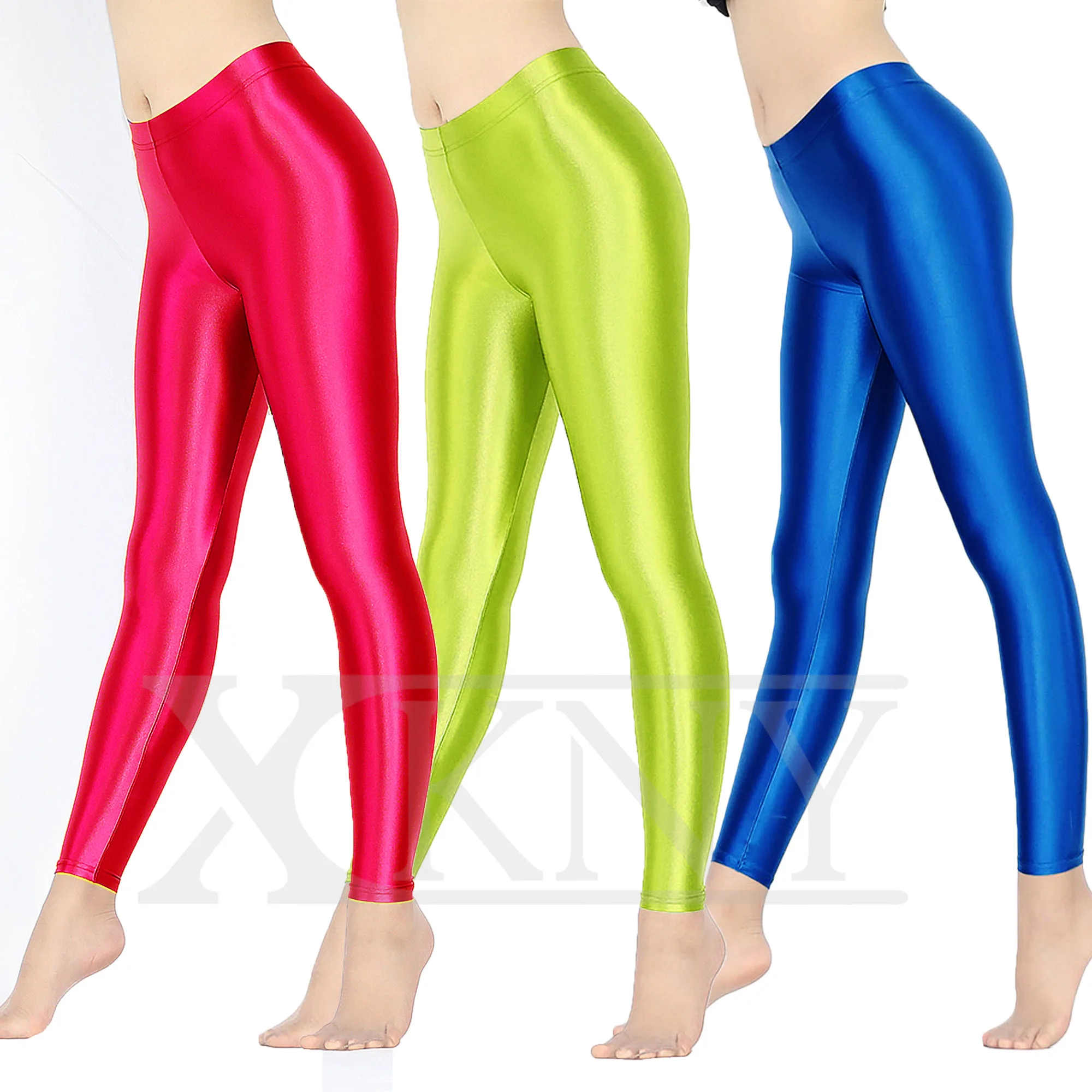 

XCKNY Satin GLOSSY OPAQUE Pantyhose Shiny Wet look Tights Sexy silky glossy pants Slim High Waist Thights swim yoga pants