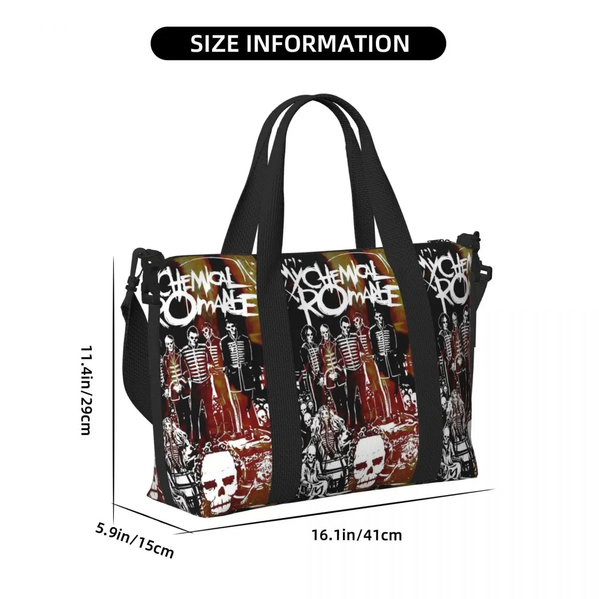 My Chemical Romance Rock Band Borsa da viaggio da spiaggia Borse tote di grande capacità per palestra Sport Borsa a tracolla per lo shopping da donna
