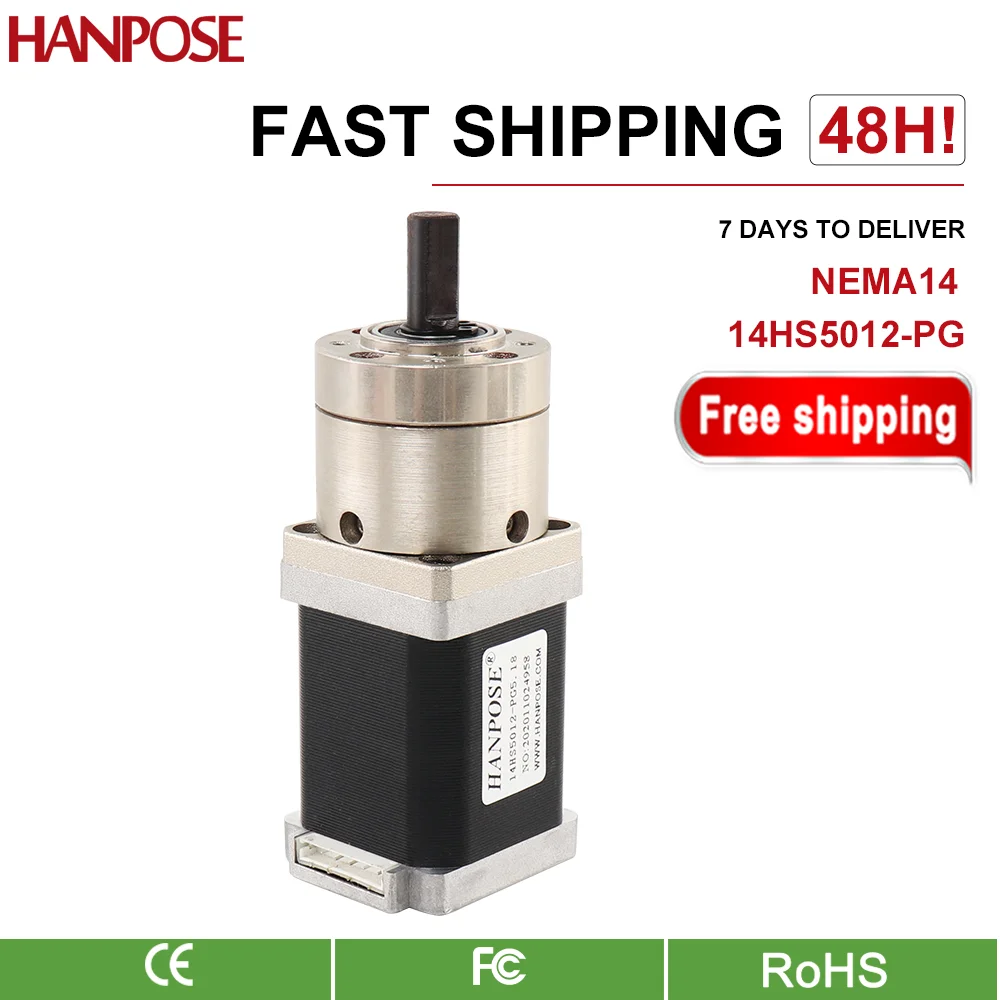 

HANPOSE Planetary geared Gearbox 42 Motor 14HS5012 Extruder Ratio 5.18:1 14 51 71 100 For 3D Printer Gear Nema14 Stepper Motor