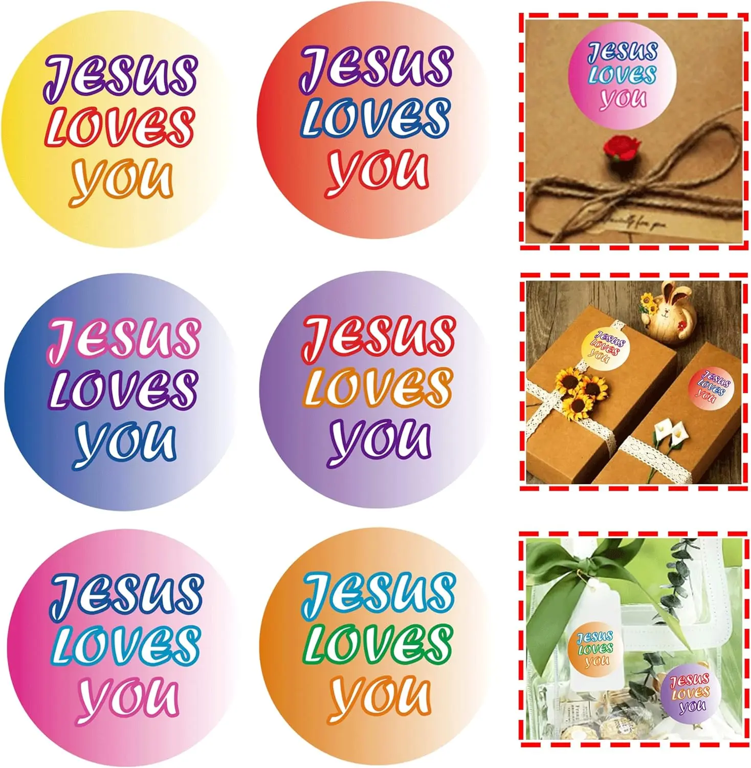 Christian Sticker Jesus Loves You Decals Stickers 1.5 Inch Christian Religious Jesus Stickers  300pcs