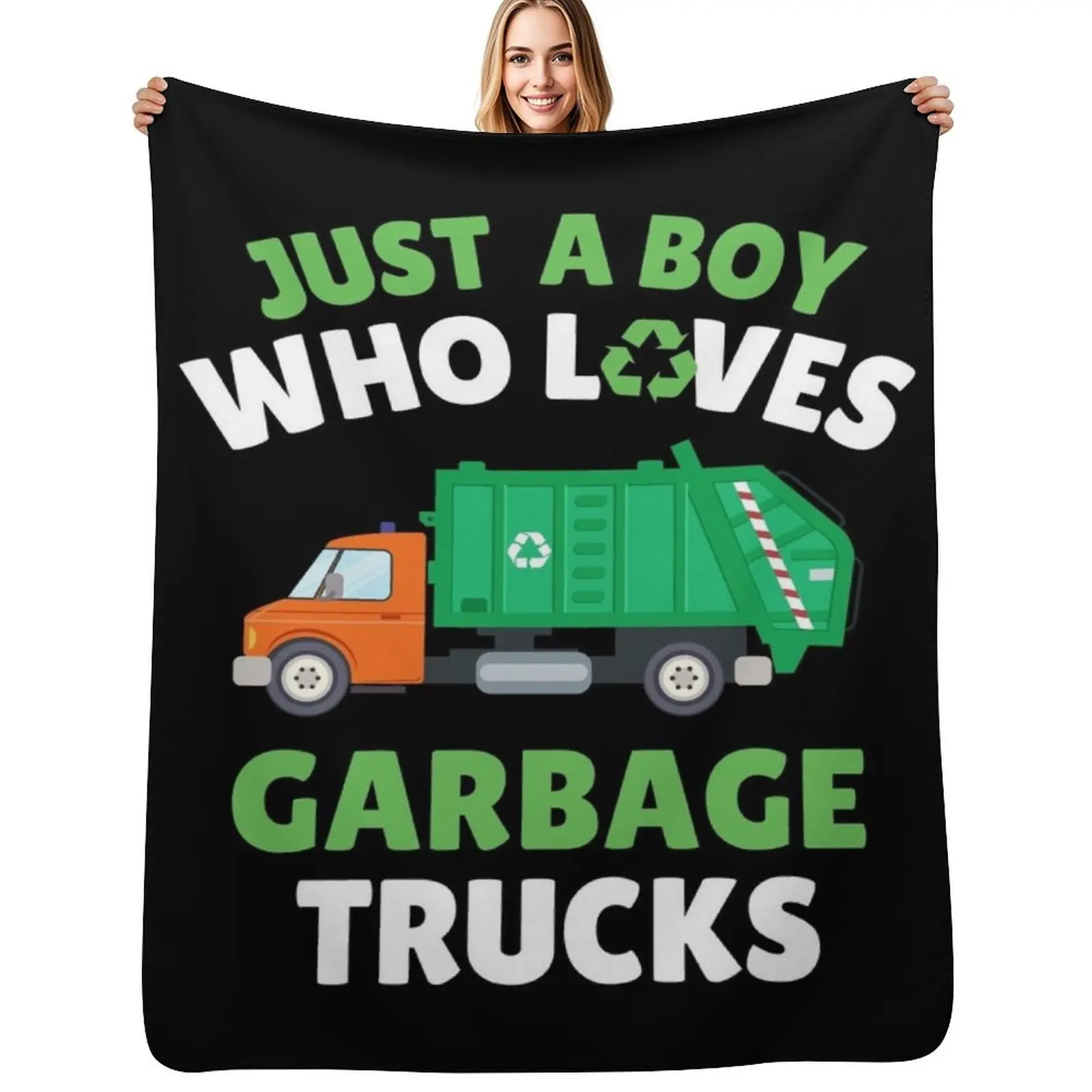 

Just a boy who loves garbage trucks Throw Blanket Soft Warm Blanket Gift for Grandparents