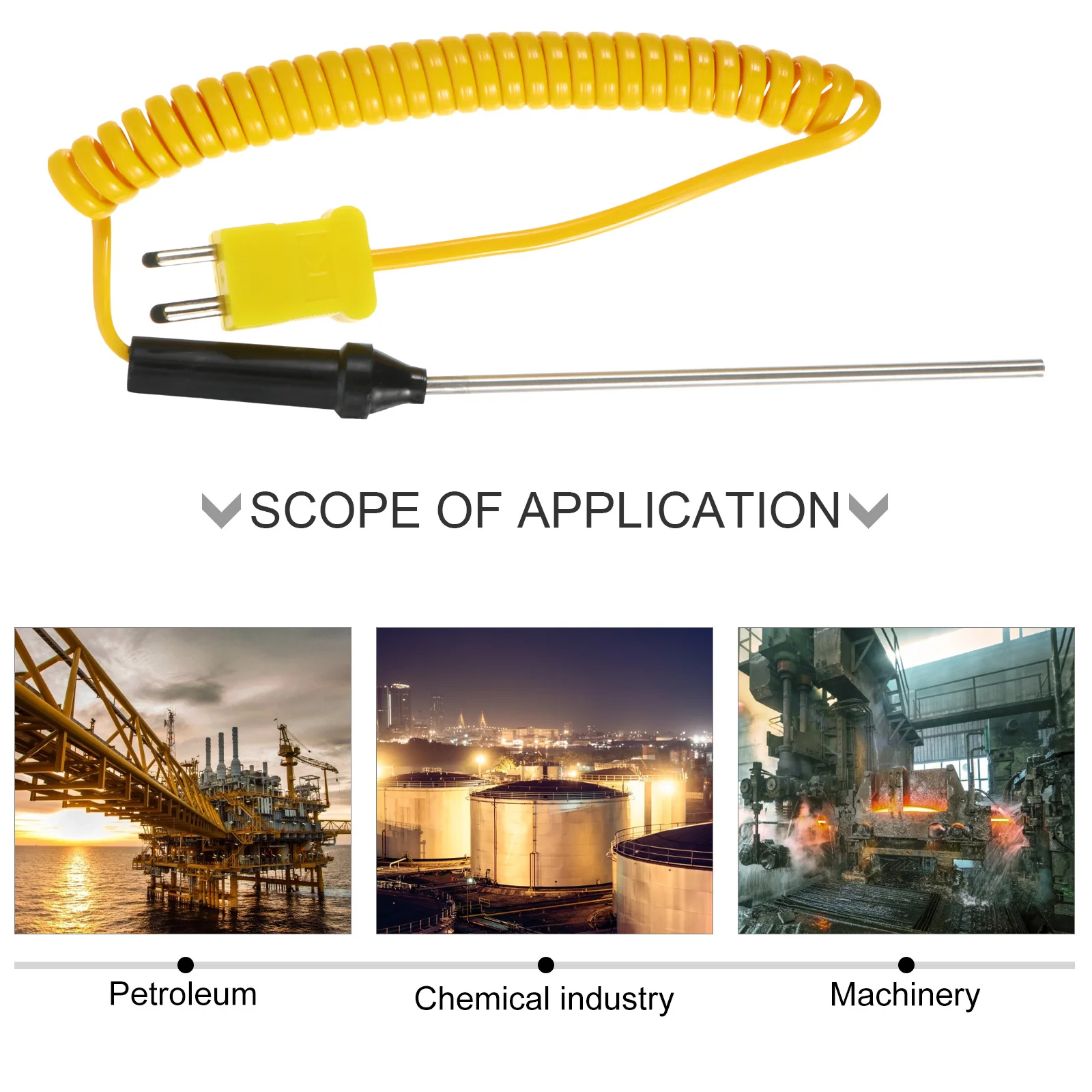 Termopar tipo K, Sensor de sonda metálica de acero inoxidable, controlador de temperatura confiable para escape de motor e industrial