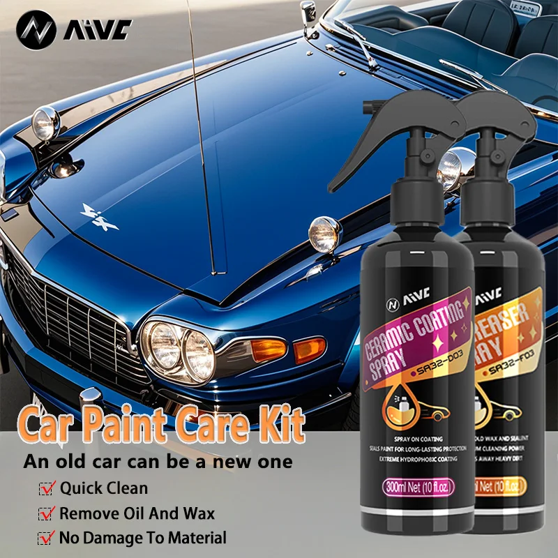 

Paint Care Kit Degreaser+Nano Ceramic Coating Agent Remove Old Wax Oil Stains Hydrophobic Resistant Scratch Repair Polish Detail