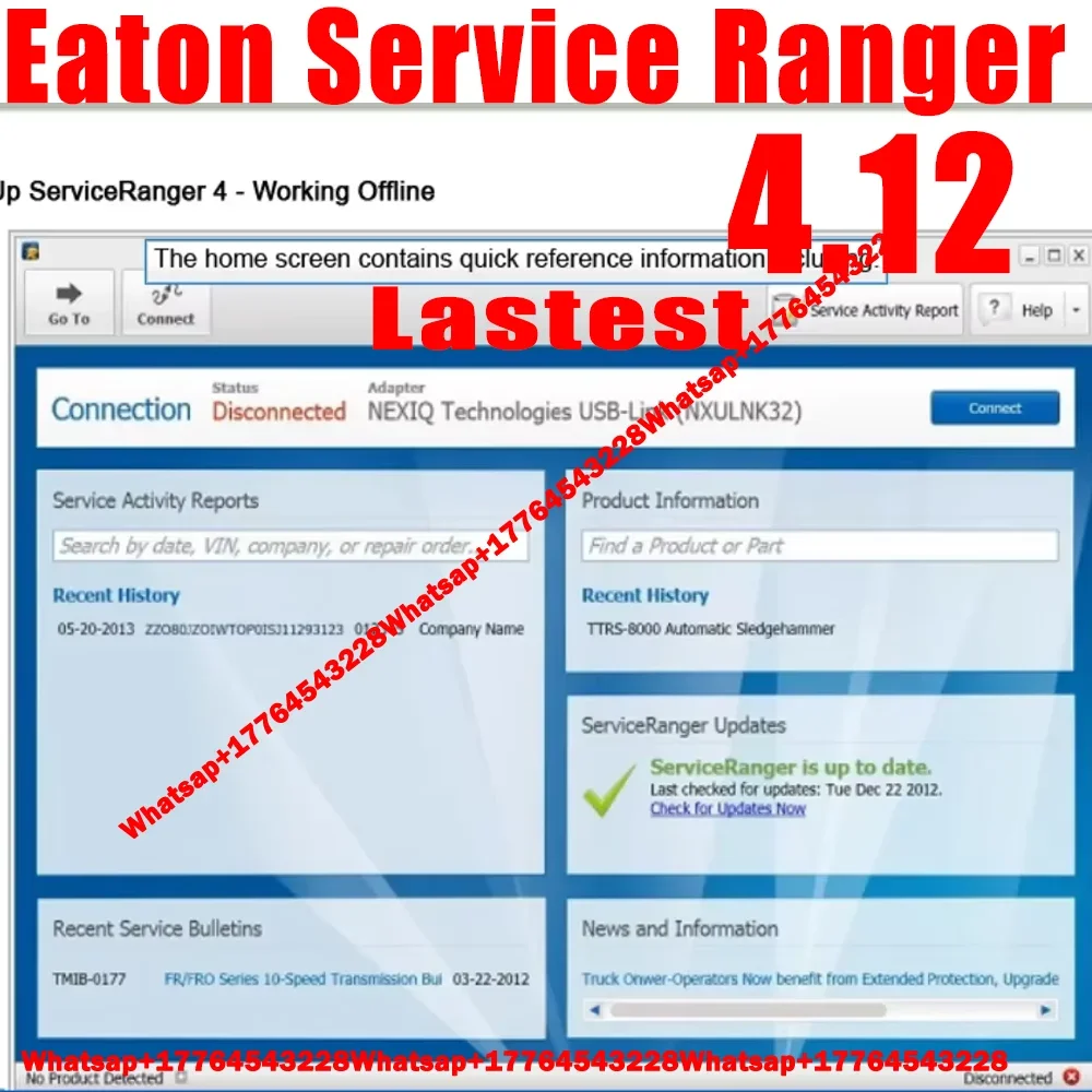 2025 Eaton Service Ranger 4.12 Engineering Eaton ServiceRanger + قاعدة البيانات 1 قطعة تثبيت SR4.12 تركيب رموز الأخطاء التفاعلية