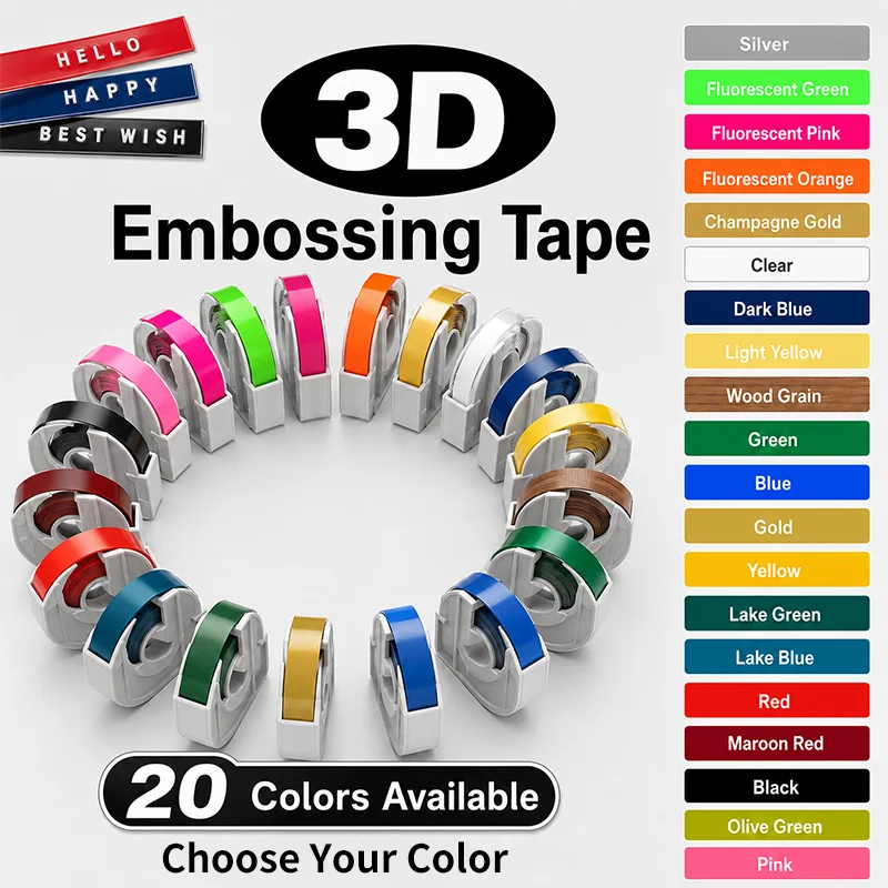 Cinta de Grabado en Relieve 3D Compatible con Dymo, Cinta de Etiquetas 3D para Máquina Etiquetadora Dymo 12965 1880 1610 Motex E101 E202 B90 Typewriter