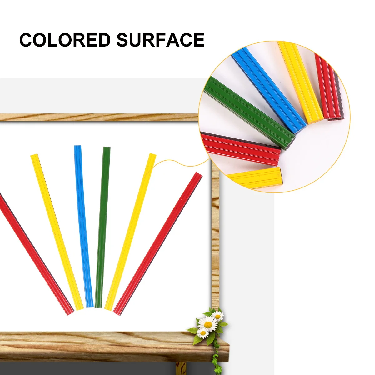 12Pcs White Board Magnetic Strip Premium Colorful Easy to Use Adhesive Backing Iron Attachable for Office School Storage