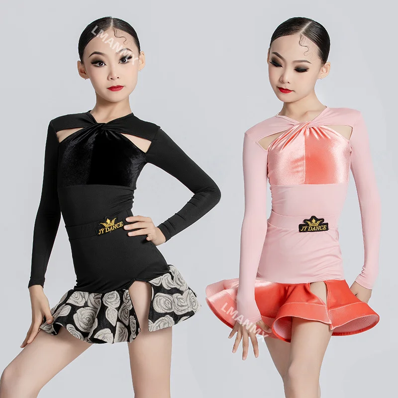 Autumn and Winter New Latin Dance Dress Professional Performance Practice Dress Advanced Large Skirt Fishbone Split Set