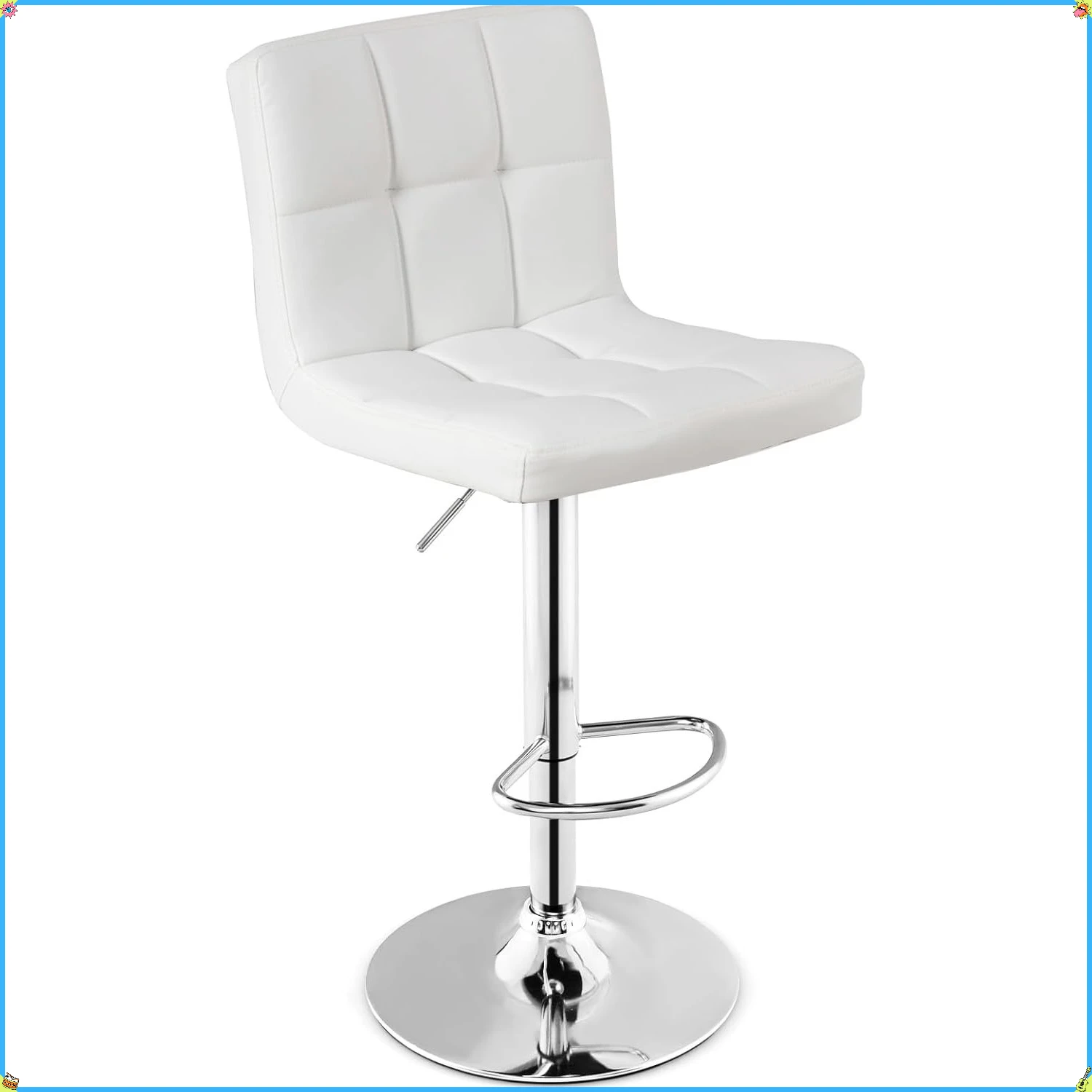 مقعد بار حديث من جلد البولي يوريثان قابل للتعديل مع مسند ظهر، مسند للقدمين لجزيرة المطبخ، البار، ديكور المنزل #2