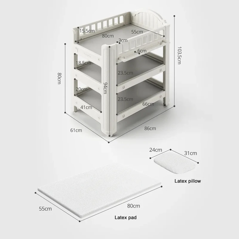 2 in 1 Removable Baby Diaper Changing Table & Bath Table Storage Function Infant Care Cribs With Wheels