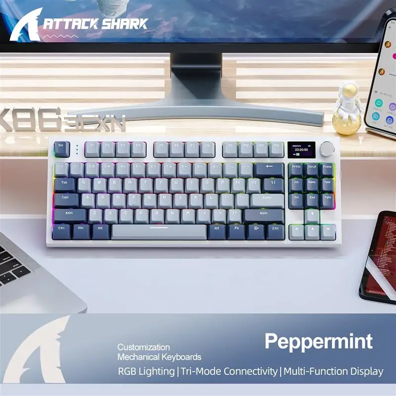 K86 Wireless Hot-Swappable Mechanical Keyboard Bluetooth/2.4g With Display Screen and Volume Rotary Button for Games and Work