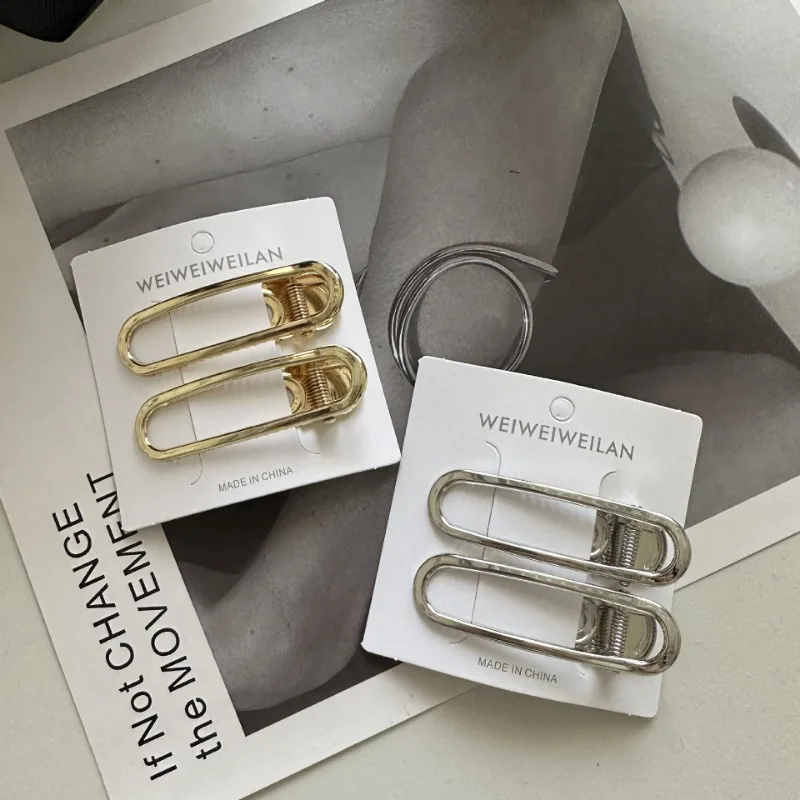 2-teiliges Set Gold- und Silberfarbene Legierung Einfarbige Ausgehöhlte Haarspangen Haarnadeln für Frauen Haaraccessoires Kopfschmuck – Detail 7