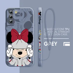 Disney-funda de Mickey y Minnie Mouse para Samsung Galaxy, carcasa Ultra líquida con cuerda izquierda, S23, S22, S21, S20 Pro, FE, Note 20 Plus