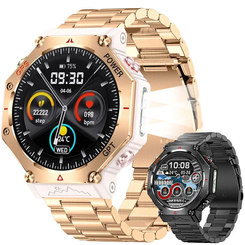 

KC91 GPS Смарт-часы 530 мАч Батарея Светодиодный фонарик Компас Высота Давление воздуха Bluetooth Вызов Фитнес-трекер Смарт-часы 2025