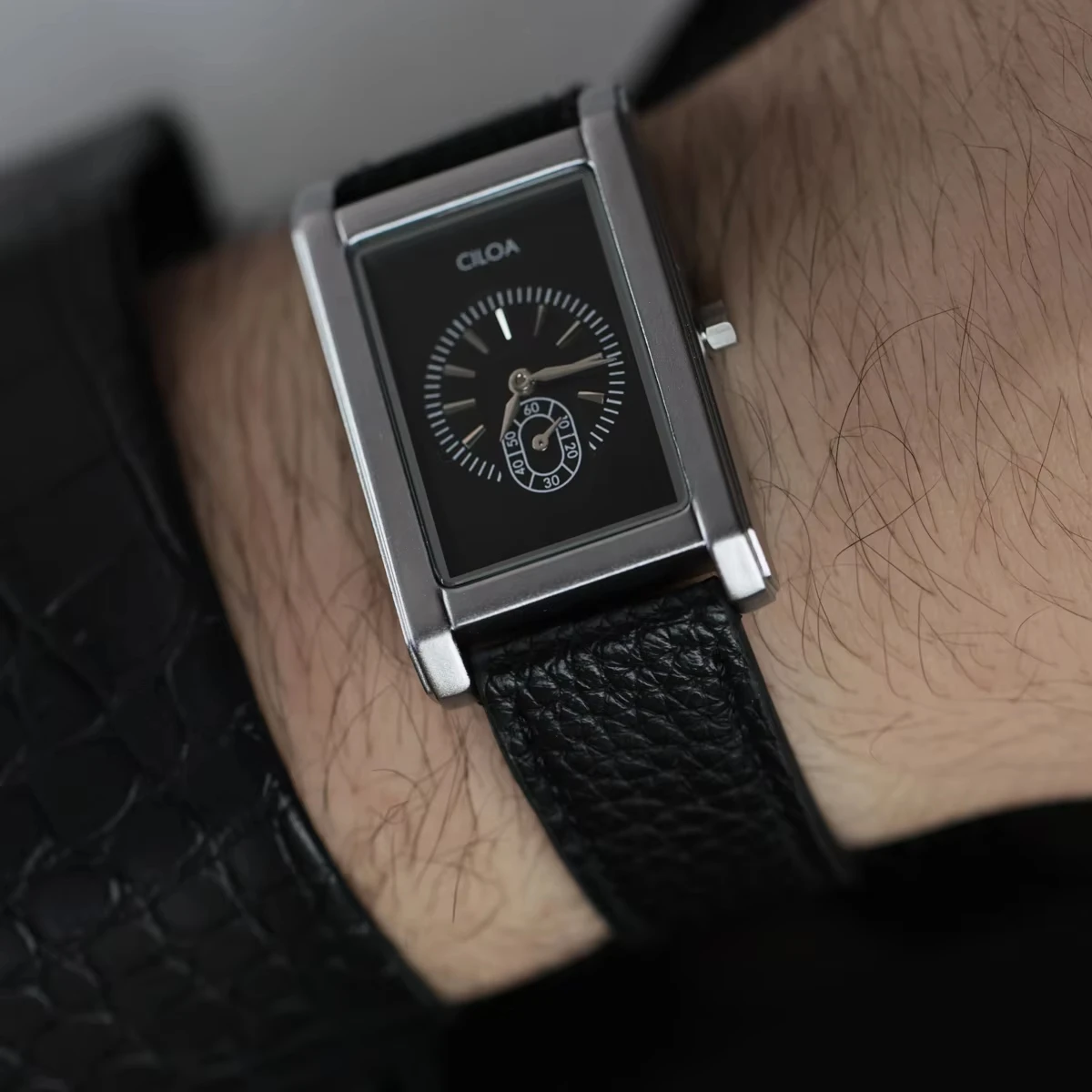 Quartz Watch Vintage Tank Square Watches for Male Gifts with Japanese Movement 28mm Diameter 8.5mm Thickness 3ATM Leather Strap