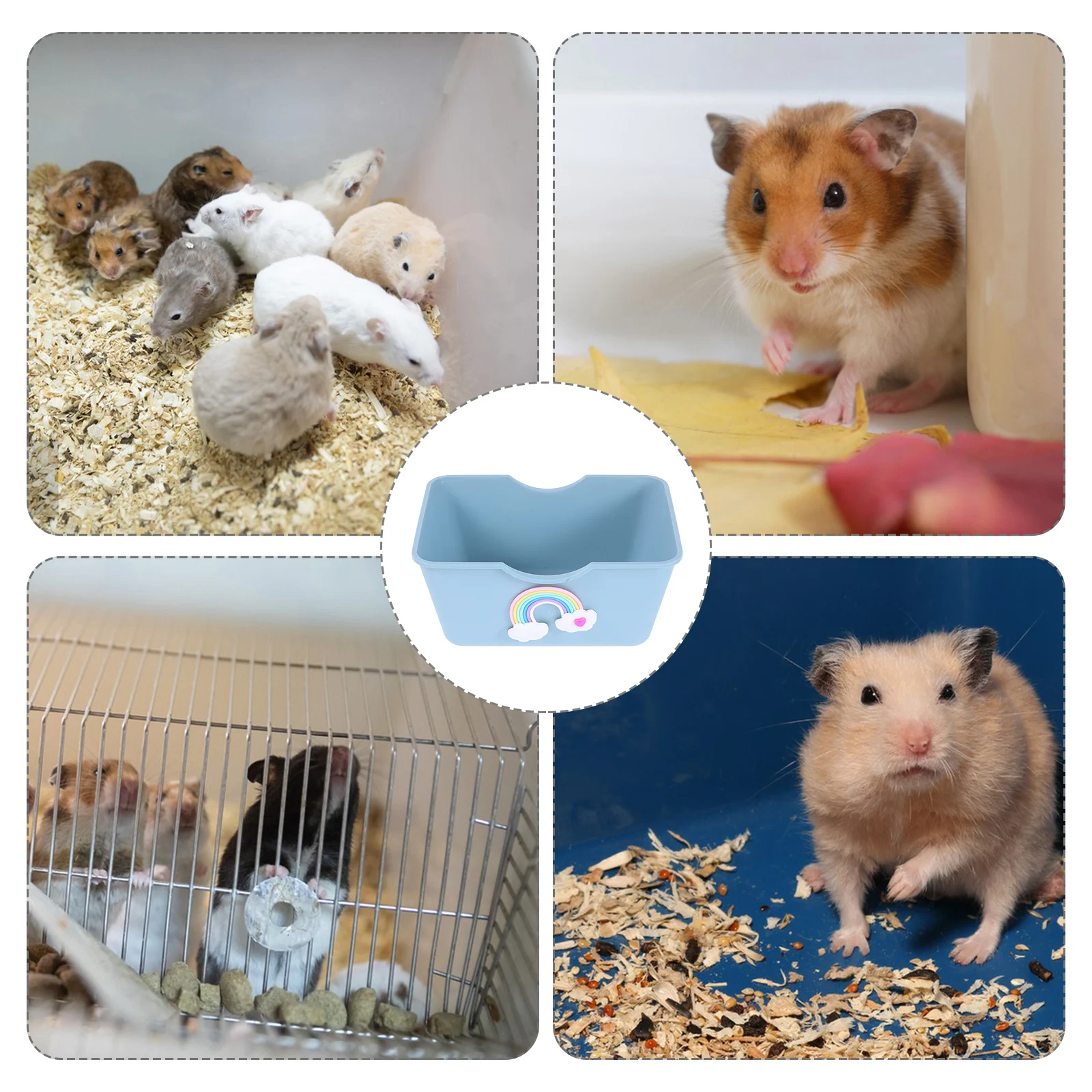 

Hamster Toilet Small Pet Cage Litter Box Gerbil Bath Tub Rat Habitat Sleep Bed ABS Material Cute Design Easy Clean Durability