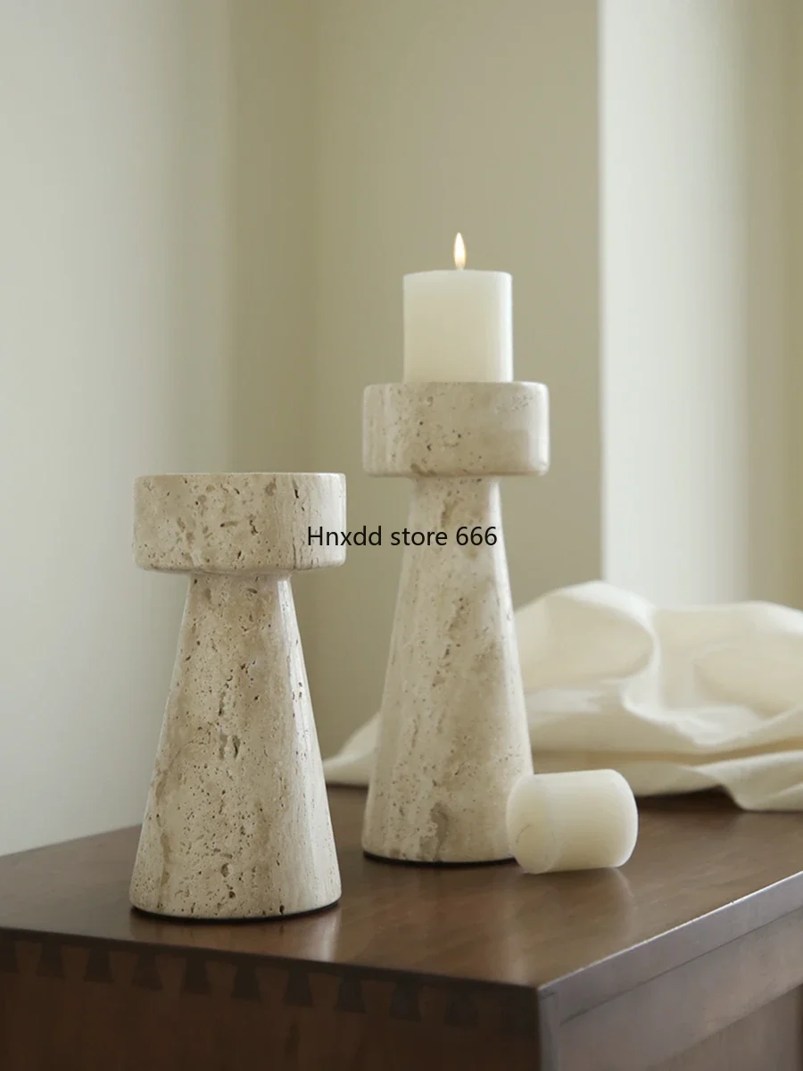 Wabi Sansan natural travertine candlestick ornament