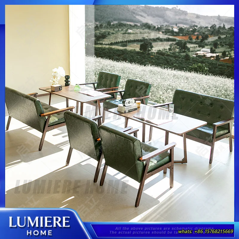 Coffee Shop Bar Stool Set Commercial Cafe Lounge Chair for Pub Cigar Room Office Use Two Seat Booth Furniture Modern Design