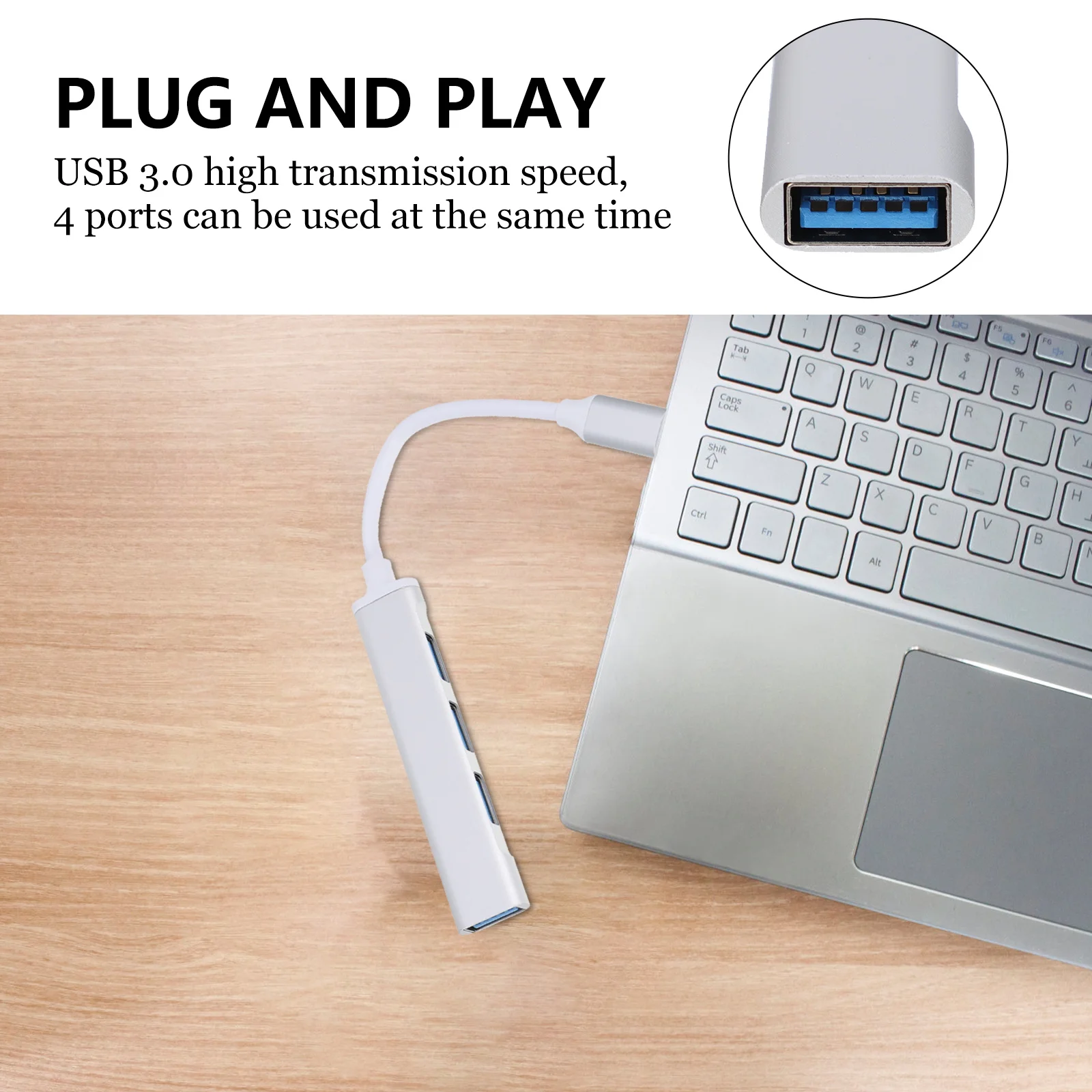 

USB-C к 4-портовому USB-адаптеру 4-в-1 концентратор данных из алюминиевого сплава для ноутбука, телефона, планшета, портативного жесткого диска, мыши, клавиатуры, принтера