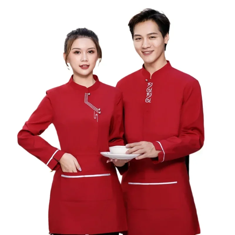 Tea House Hot Pot Workwear Long Sleeve Cook Clothing Waiter Uniform Catering Hotel Food Service Chef Jacket Cook Clothes Tops