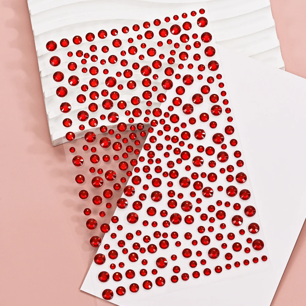 1pc Red Face Gems Jewels Rhinestone Stickers Self Adhesive Gems Stickers DIY Bling Jewel Crystal Sticker for Hair Face Eyes Body - view 5