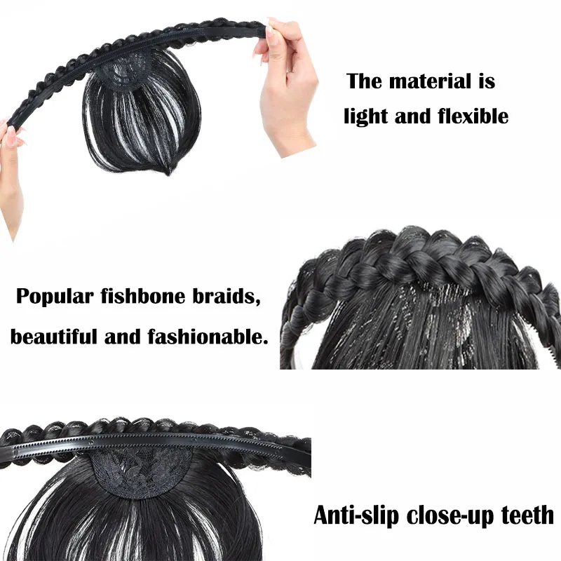 Synthetische Perücke Stirnband Haar Pony Unsichtbare Kurze Gerade Pony Nahtlose Stirn Haarteil Styling Haar Zubehör für Frauen