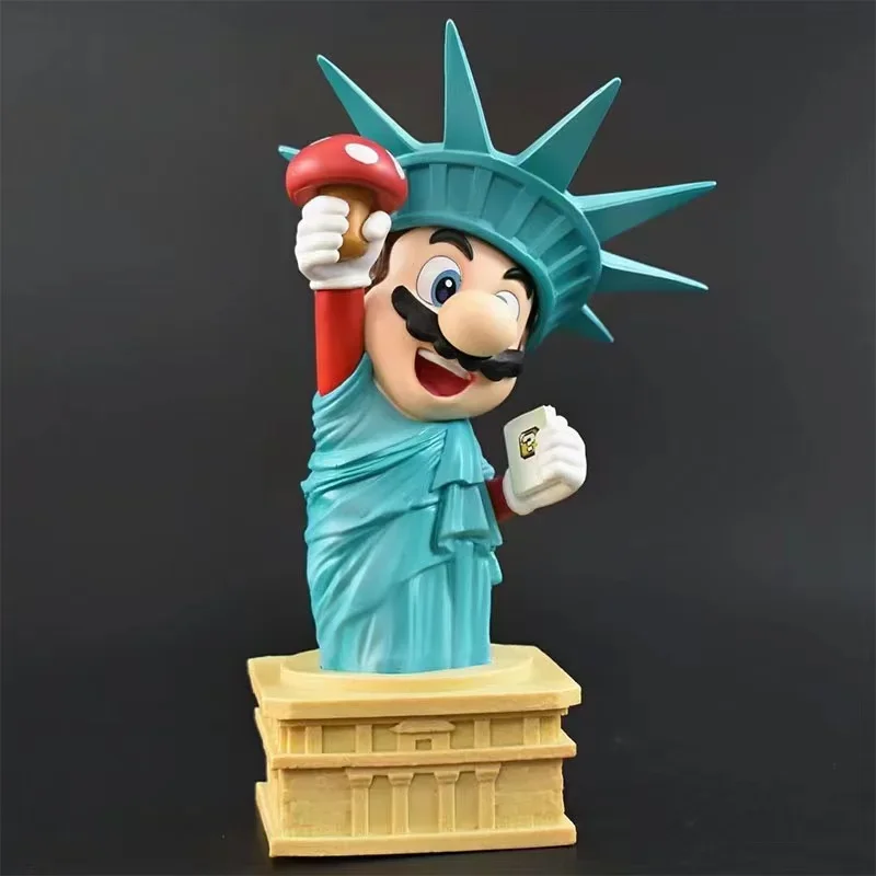 20Cm Plumber Super Mario Cosplay Statue of Liberty Cute Ver Anime Action Figure Toys Game Peripheral Decoration Christmas Gift