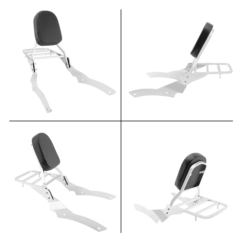 Motorcycle Passenger Backrest Sissy Bar With Luggage Rack Pad For Yamaha V-Star XVS400 XVS650 1996-2017