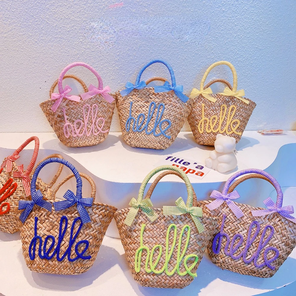 

Boho Straw Tote Bags Women Fashion Cute Letter Shoulder Bag Female Casual Versatile Large Capacity Handbags Vacation Beach Bag