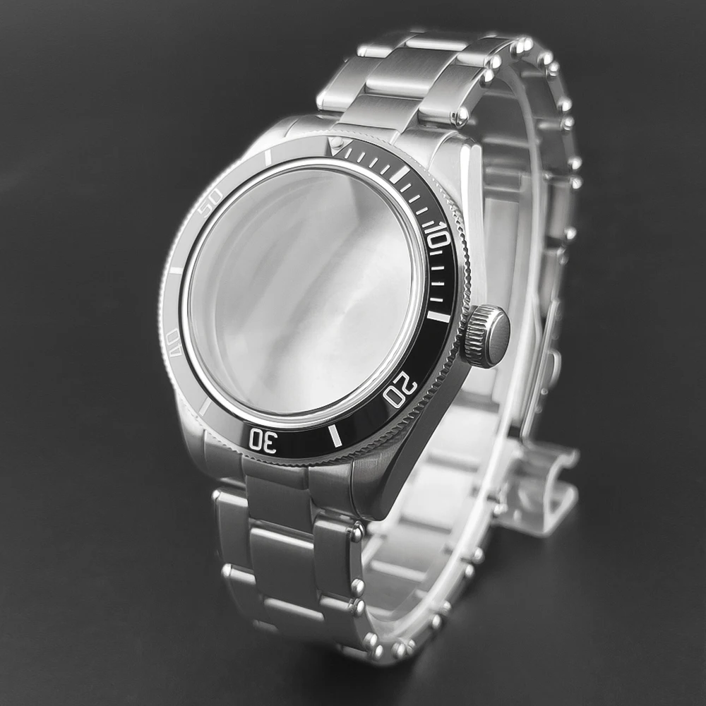 39mm silver watch case with domed sapphire glass, compatible with NH35 NH36 NH34 NH38 NH39 NH70 ETA2824 PT5000 movements. image 6
