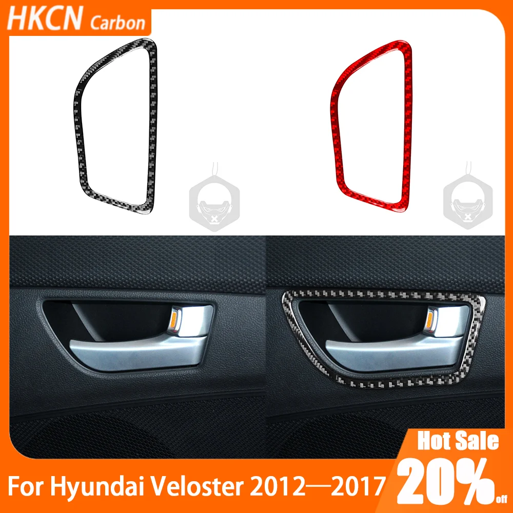 

For Hyundai Veloster 2012-2017 Carbon Fiber Copilot Rear Door Handle Panel Car Accessories Interior Cover Trim Sticker Decals