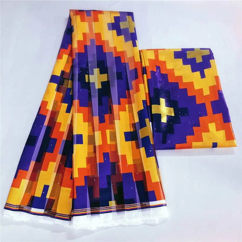 6 Yards/Set Nieuwste Hoge Kwaliteit Afrikaanse Mode Bronzing Organza Stoffen Ghana Stijl Zijde Satijn Stof Naaimateriaal.