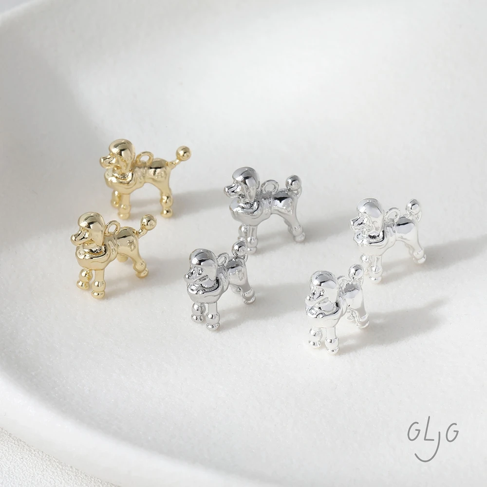 

4 шт. 14 К позолоченные латунные серьги-подвески в форме пуделя, ожерелье, ювелирные изделия, принадлежности для самостоятельного изготовления, аксессуары из материала ручной работы