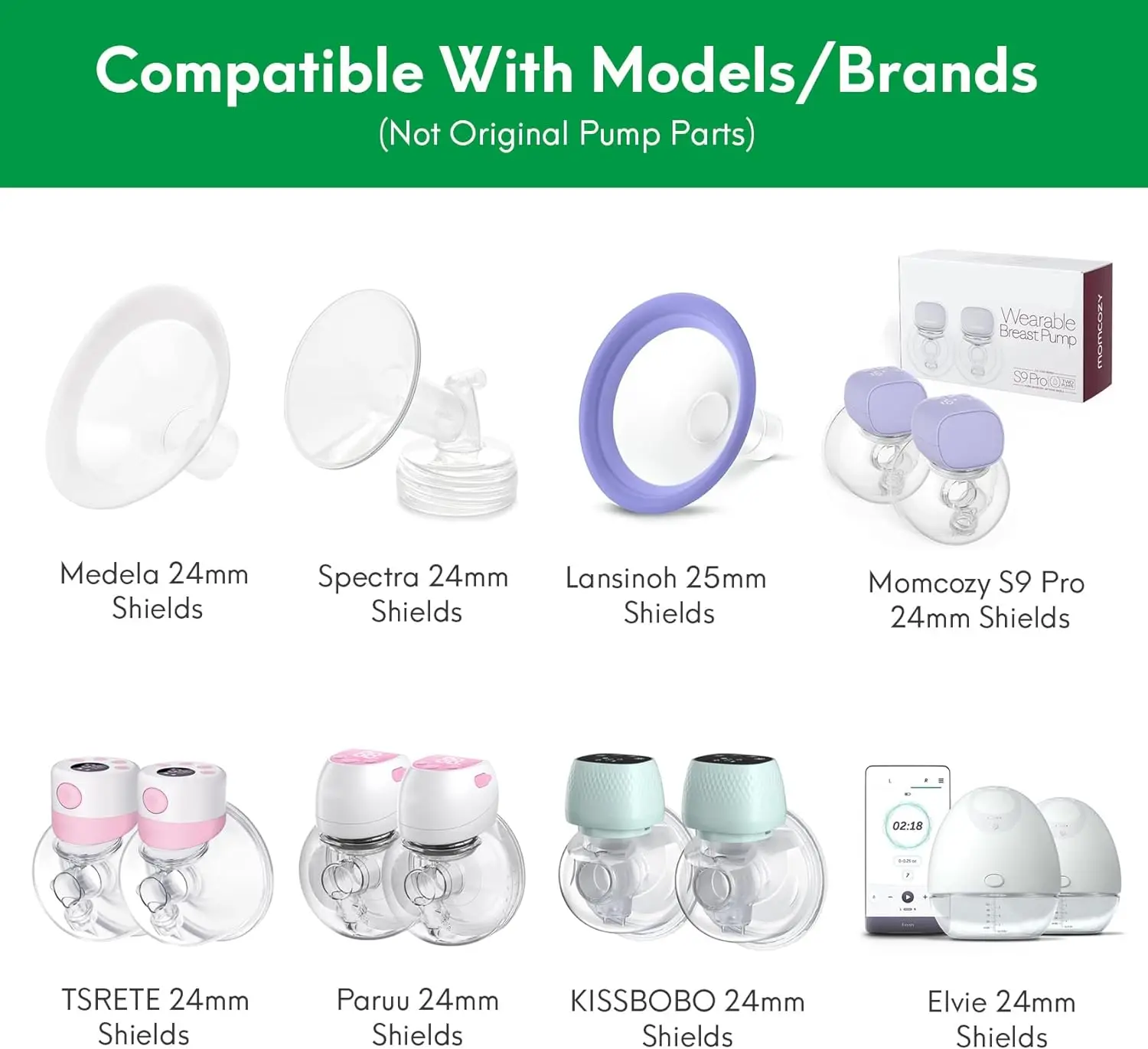 Flange Inserts 13/15/17/18/19/20/21mm Compatible with Momcozy S12 Pro S9 M5 Etc 24mm Wearable Breast Pump 24mm Shield/Flange