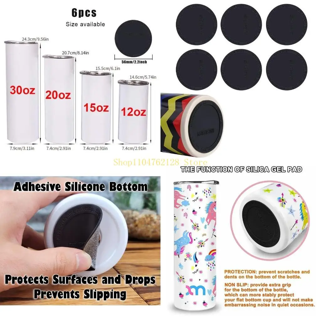 Bottom Tumblers Silicone Rubber Tumbler Pad Cup Bottoms Adhesive Bottle Anti Jarsublimation Coasters Silicone Material best sale