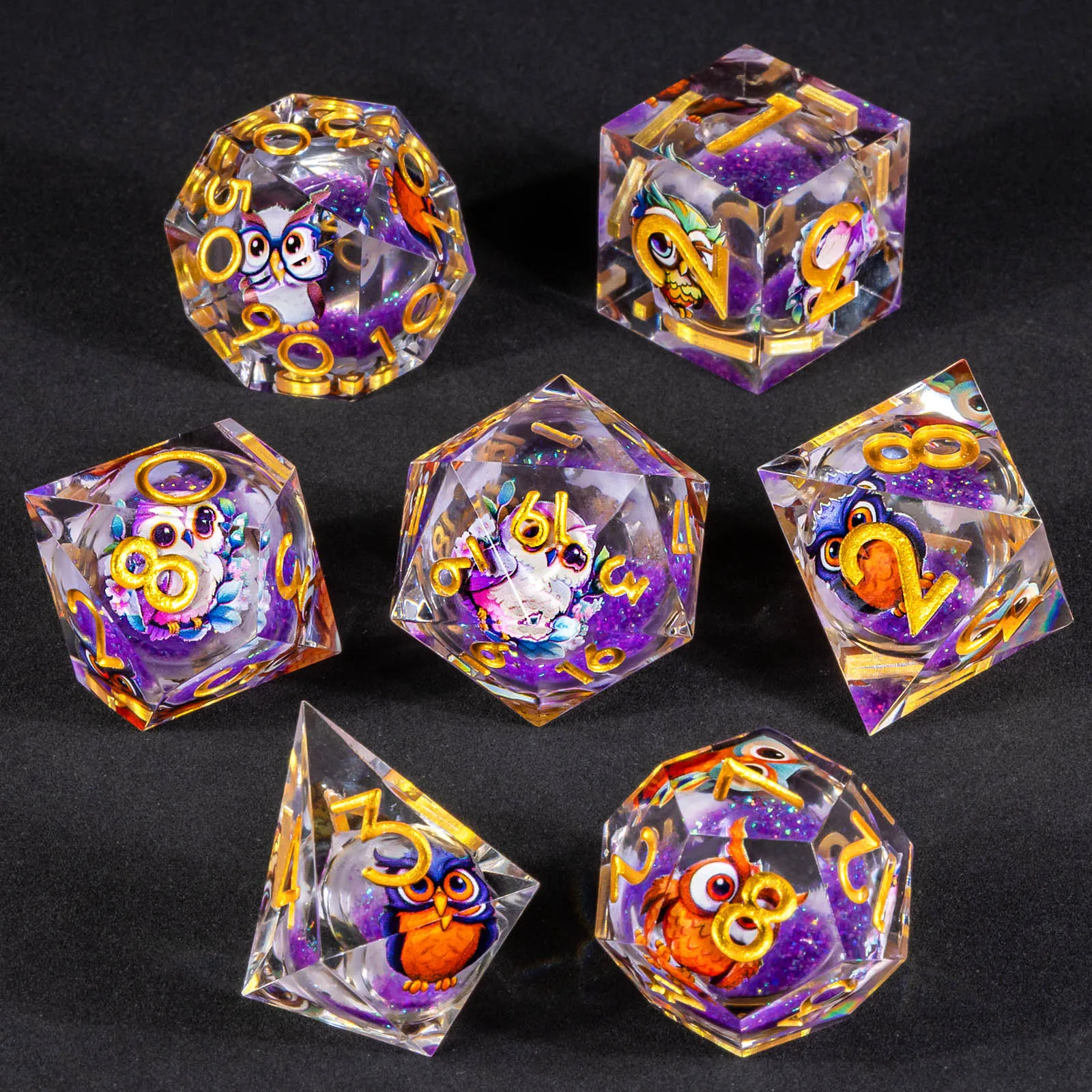 

Набор из 7 полигональных кубиков из смолы с острыми краями для Dungeons and Dragons, ручной работы, для ролевых игр, D&D кубики, набор для ролевых игр D20D12D10D8D6D4