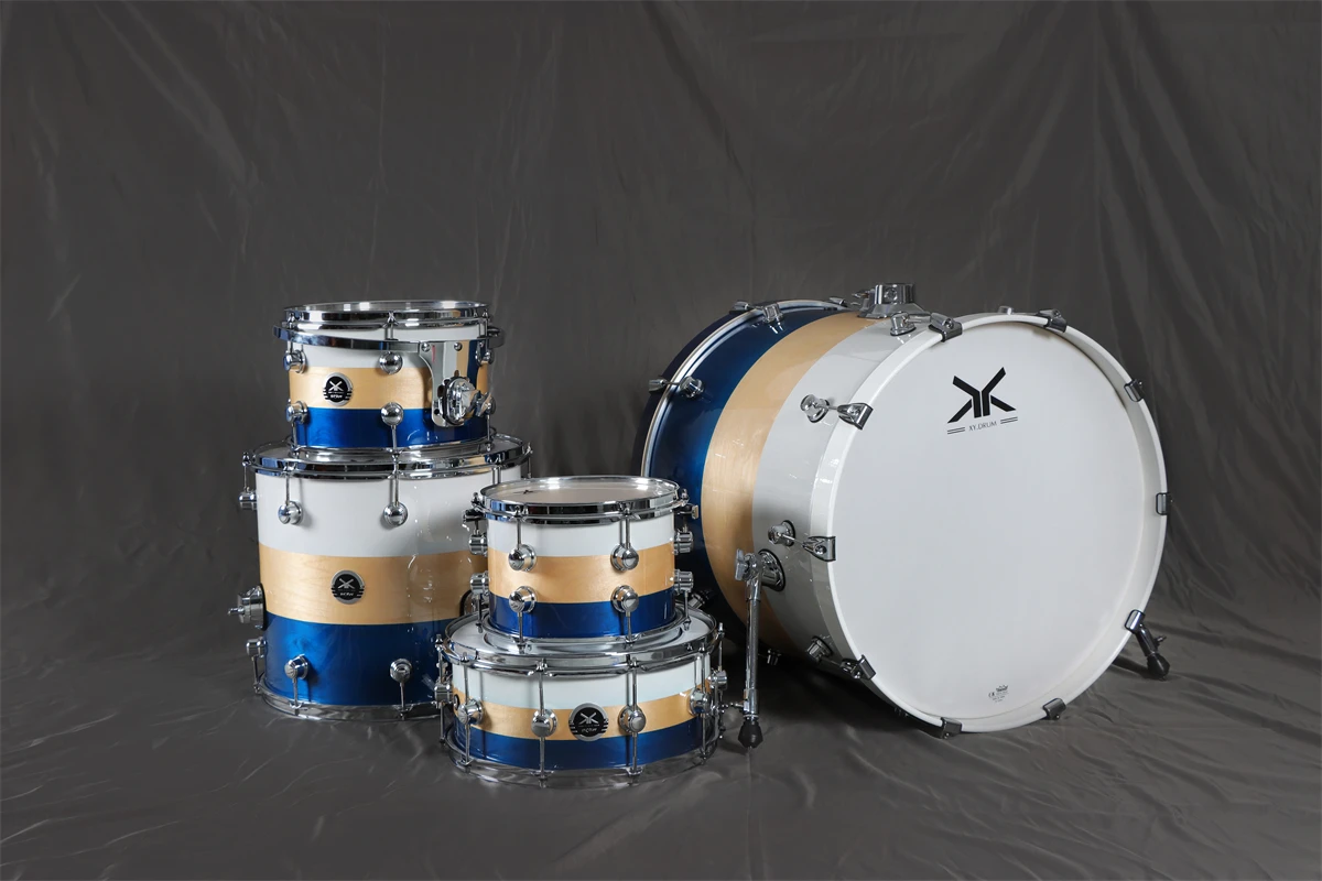 Factory wholesale Durable Drum chamberBirch wood Blue White burlywood drum set adult kit drums