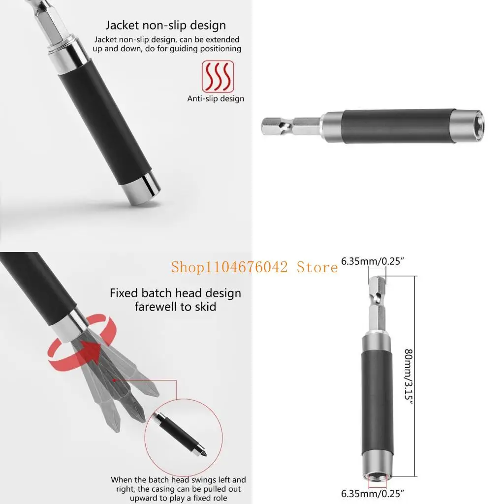 

5asd 1/4'' Electric Screwdriver Extension Rod, Simple Single Handed Use, Length Extendable 80mm-120mm