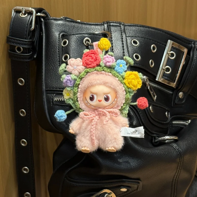 

For labubu clothes v4.0 10cm baby clothes hood vinyl doll clothes set labubu4.0 heart password doll for clothes.