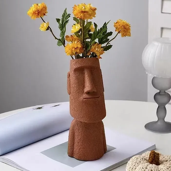 High level artistic design, high flowerpot and vase design, LEGO bouquet, Moai Revival Island stone statue, Nordic style