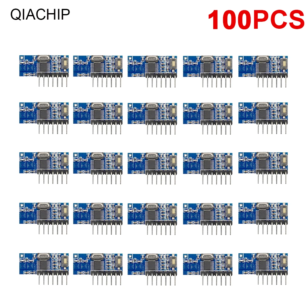 

QIACHIP 100 Pcs 433MHz Remote Control And Receiving Module With Decoding Wireless Decoding Module Remote Control 1527 Learning