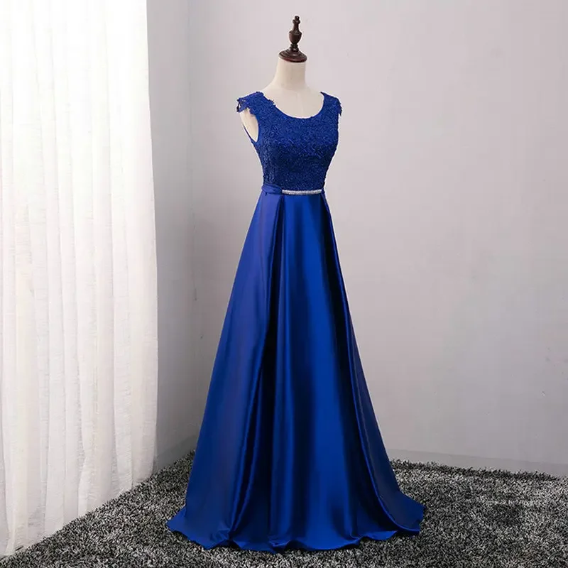 Sweet Memory Elegant Satin O-Neck Prom Dresses Women A Line Party Robe Girls Lady Floor-Length Formal Gown Bridesmaid Dresses