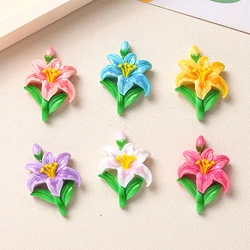 10PCS Shiny 35x24mm Flower Series Miniature Flat Back Resin Cabochons For Hairpin Scrapbooking DIY Home Decor Craft Accessories