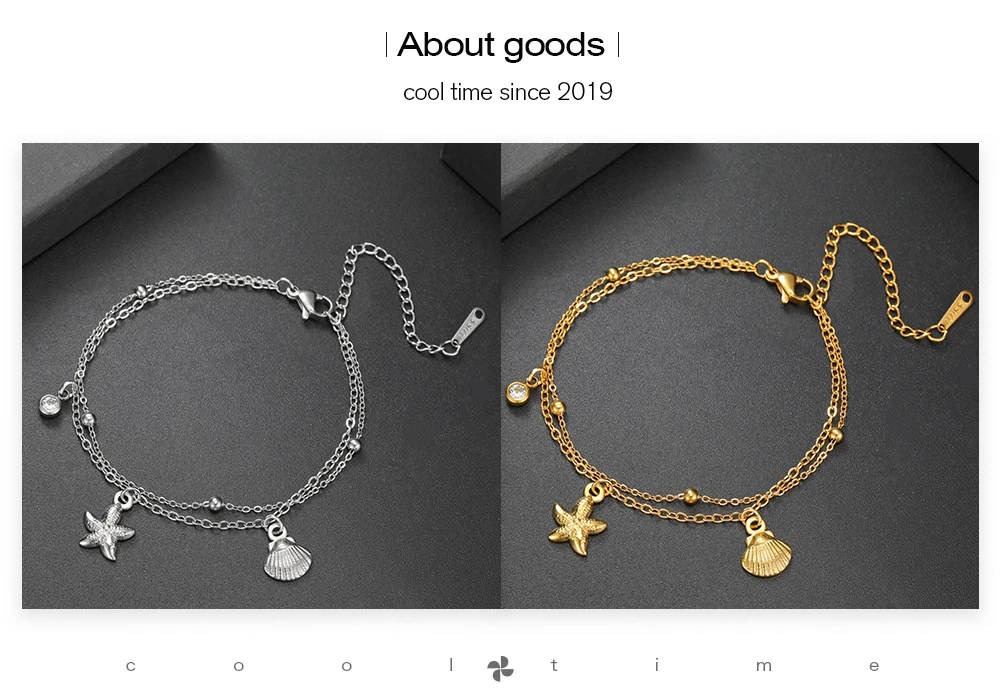 COOLTIME Seestern Muschel Armbänder für Frauen Edelstahl Mode Sommer Strand Schmuck Armband Zubehör für Ozean Liebhaber – Detail 5