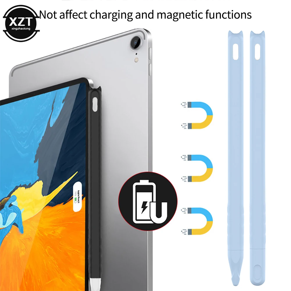 แมวน่ารักรูปแบบ TPU Silicon ป้องกันหมวกฝาครอบสำหรับ Apple ดินสอ2อุปกรณ์กรณี Anti-Scratch สำหรับดินสอ2nd