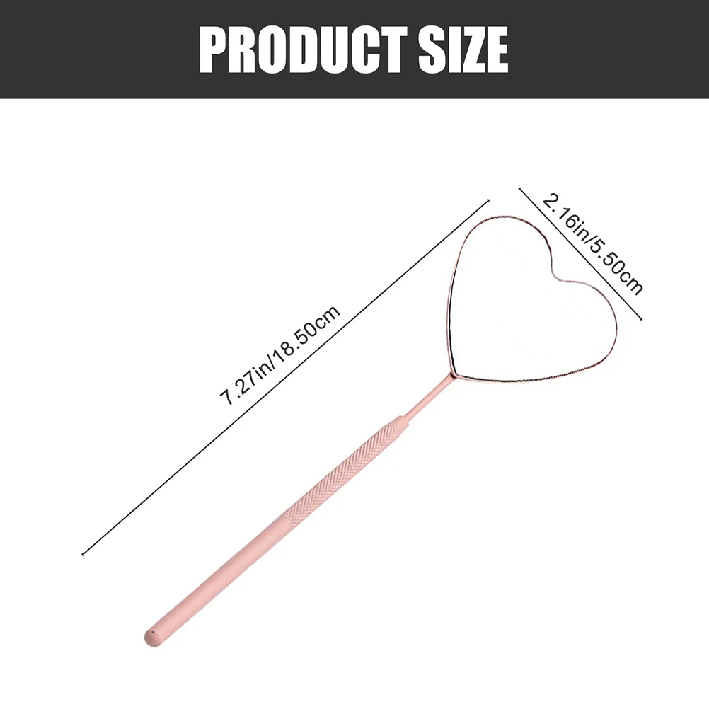 مرآة رموش على شكل قلب من الفولاذ المقاوم للصدأ بمقبض غير قابل للانزلاق، مرآة تمديد الرموش المحمولة لأداة مكياج الصالون